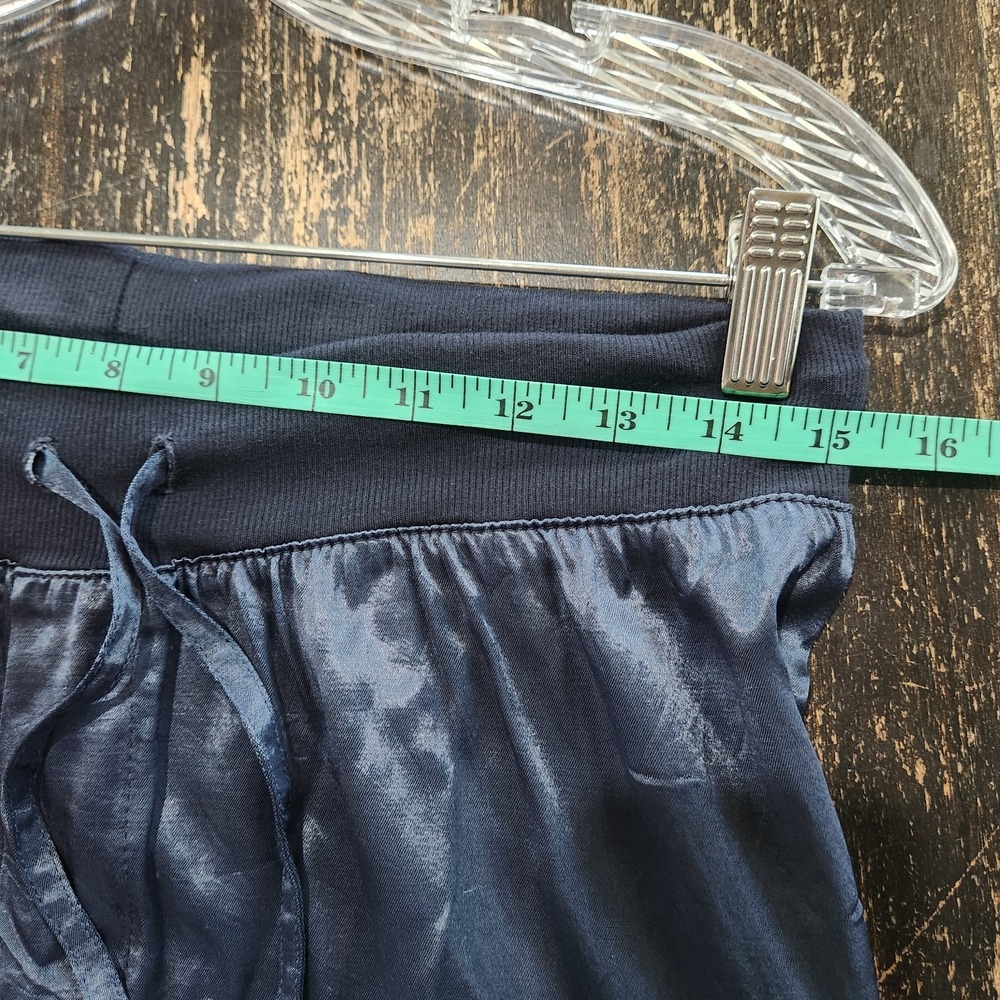 PJ Harlow Jolie Pajama Pants Lounging Navy Blue M Wide Leg Pull-on Satin Ankle - Picture 5 of 10